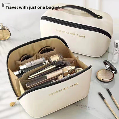 Portable makeup bag and toiletry organizer bag