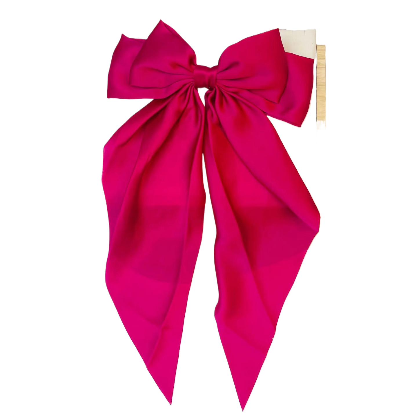 Large elegant bow, long flowing ribbon, simple but effective spring clip hairpin