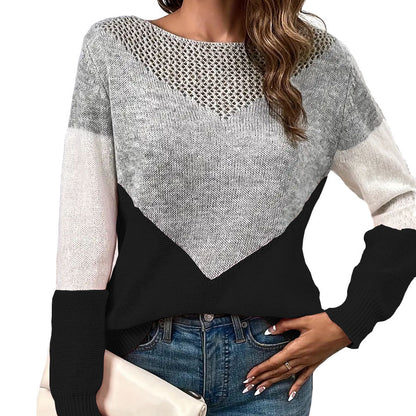 Soft Chevron Colorblock Knit Sweater