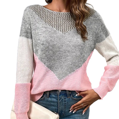 Soft Chevron Colorblock Knit Sweater