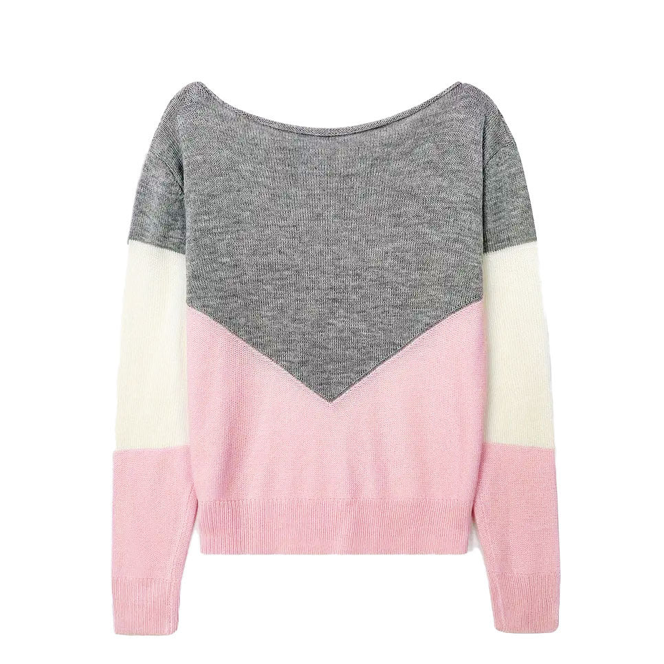 Soft Chevron Colorblock Knit Sweater