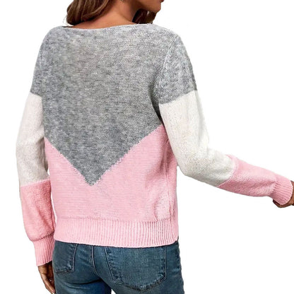 Soft Chevron Colorblock Knit Sweater