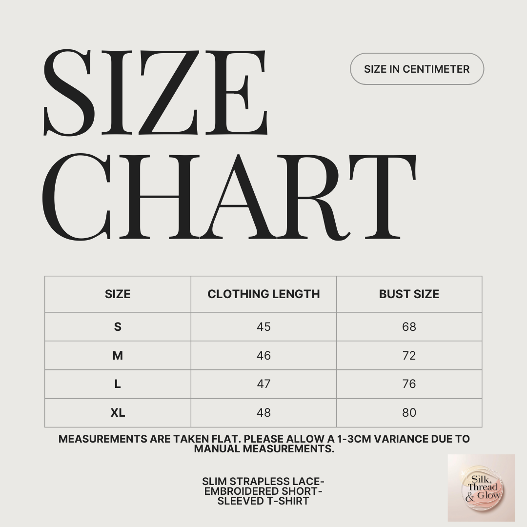 Slim strapless lace-embroidered short-sleeved T-shirt