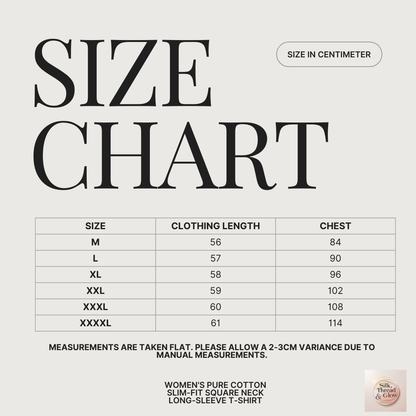 Women's Pure Cotton Slim-Fit Square Neck Long-Sleeve T-Shirt